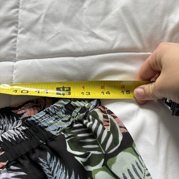 Womens Wide Leg Floral Tropical Beach Summer Cover Up Flowy Drawstring Green - Picture 4 of 10